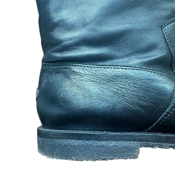 JIMMY CHOO LONDON WYLIE EAGLE BIRD LEATHER BOOT BLACK MOTO - Picture 6 of 16